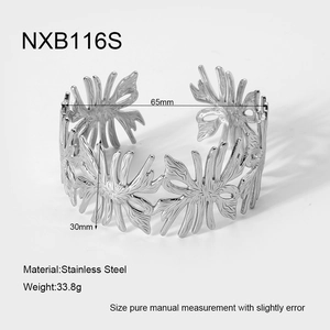 Macro view of stainless steel cuff bracelet with 65mm diameter and 30mm width details