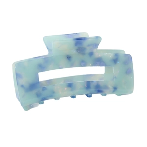 Pinza per capelli quadrata in acetato blu marmorizzato con design a onda per acconciature