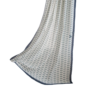 Rideau à motif de blé vert avec dentelle bleue élégante et drapé fluide et doux
