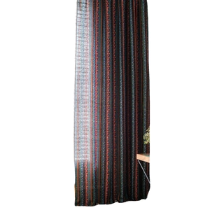 Bohemian striped cotton linen curtains with colorful geometric patterns on white background