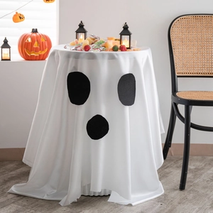 Halloween Party Tablecloth Polyester Ghost Face Pumpkin Spider Web Pattern Table Cover For Dining Festive Home Decoration