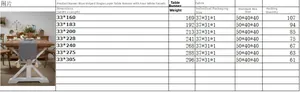 Size chart for blue striped table runner with white tassels in multiple dimensions