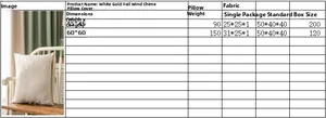 Detailed size chart for white gold-stamped festive pillowcase in 45x45 and 60x60 cm