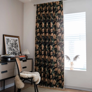 American Vintage Jacquard Floral Curtains Polyester Cotton Finished Window Drapes With Tassel Fringe For Living Room Bedroom