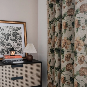 Vintage-Vorhänge mit Blumenmuster aus Leinenmischung für ein gemütliches Wohnzimmer