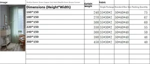 Detailed size chart for green crochet curtains with specific height and weight measurements