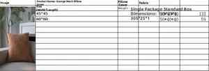 Size chart for orange checkered wave jacquard cushion covers showing 45x45 and 60x60 cm specs