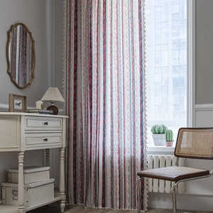 Bohemian Cotton Printed Window Curtain With Tassel Edge Ethnic Geometric Striped Floral Kitchen Cafe Curtains For Home Living Room