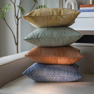 Modern Geometric Wave Jacquard Cushion Cover Cotton Linen Decorative Pillow Case For Sofa Living Room Home Decor Without Insert