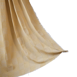 Country style yellow striped curtains with textured honeycomb weave fabric for kitchens