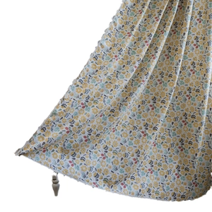 Floral print cotton linen curtain with tassel pendant for kitchen and small windows