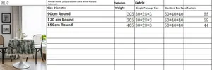 Size guide for green floral jacquard tablecloth with white fringe and round dimensions