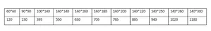 Detailed size chart for geometric jacquard tablecloth with eleven specific measurements
