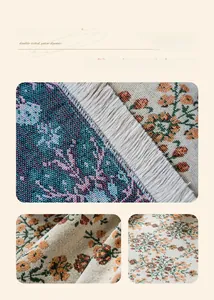 Close-up of double-sided jacquard floral fabric with fringe edges and thick texture