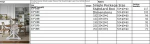 Size chart for floral table runner with black flower prints and tassel details