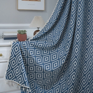 Bohemian Geometric Diamond Embroidered Curtains With Tassels Country Style Semi Shading Drapes For Bedroom Living Room Kitchen