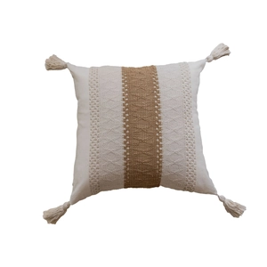 Bohemian square throw pillow with jacquard patterns and elegant tassels on corners