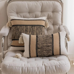 Bohemian Jacquard Pillow Case With Tassel Polyester Decorative Cushion Cover For Sofa Living Room Home Decor No Insert
