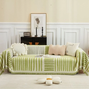 Noordse Moderne Geometrische Polyester Bankhoes Dikke Omkeerbare Multifunctionele Woondeken Met Kwastjes Voor Woonkamer Home Decor