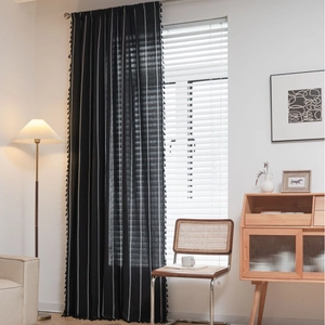 Modern Minimalistisch Baumwolle Gestreift Türvorhang Mit Quasten Nordisch Garngefärbt Vorhang Für Küche Wohnzimmer Deko