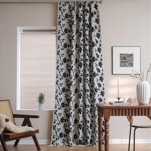Tende Confezionate a Fiori di Rosa Jacquard Moderne Minimaliste Con Nappine Semi-Oscuranti in Cotone Poliestere per Soggiorno Camera da Letto Cucina