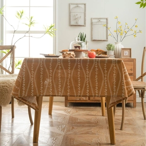 Pastoral Floral Cotton Linen Tablecloth Rectangular Printed Dustproof Table Cover For Home Kitchen Dining Room Decoration
