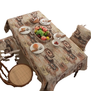 American style rectangular tablecloth with abstract rings and matching chair covers