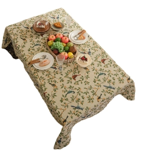 American style rectangular floral and bird jacquard tablecloth with thick textured fabric