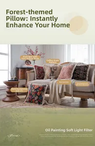 Detail of vintage floral jacquard cushions with off-white fringe in a retro living room