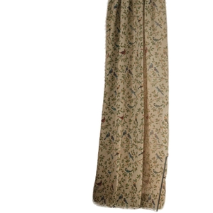 Pastoral curtains with vibrant jacquard leaf and bird patterns on beige cotton-linen fabric