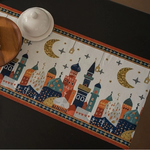 Runner da tavolo jacquard con motivi moschea e luna per decorazione d'interni stile USA