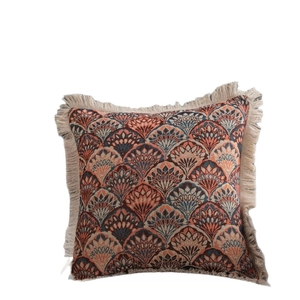 American jacquard sofa pillow with retro fringe tassel and bohemian ethnic pattern