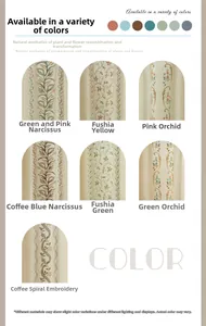 Detail of floral embroidery patterns and tassels for American pastoral curtains