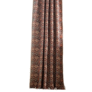 Dicker Jacquard Vorhang mit Vintage Muschelmuster und Fransenbesatz in Terrakotta
