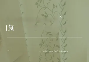 Detailed retro embroidered floral pattern on vintage light green bedroom curtains