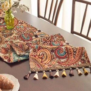 Runner da tavola etnico jacquard paisley con nappe per decorazione sala da pranzo