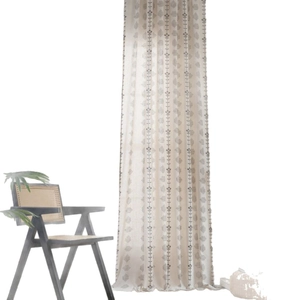 Nordic floral print semi-blackout white curtain with plant patterns for home decor