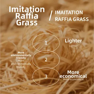 Close-up of eco-friendly lightweight wood-colored raffia paper shreds for gift packaging