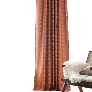 Rideaux orange bohème à fleurs et motifs géométriques en lin pour le balcon