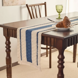 Nordic Cotton Polyester Table Runner With Tassels Striped Woven Table Runner For Dining Table Coffee Table Home Decor