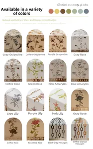 Grid display showing various floral and geometric table runners with tassel edge details
