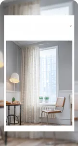 Close-up detail of French retro curtains with black geometric patterns on linen fabric
