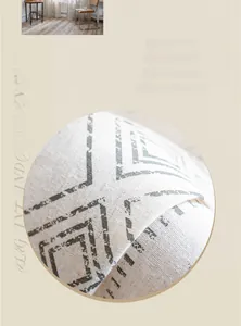 Detailed texture of linen fabric featuring black geometric print for French retro curtains