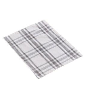 Grey and white checkered Nordic fabric placemat with rectangle woven texture design