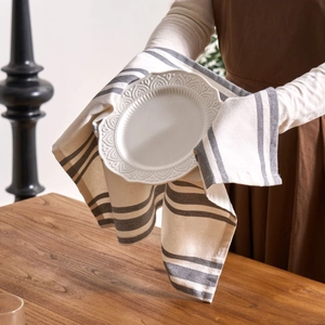 Nordic cotton linen gray striped napkin cloth used for table setting and heat protection