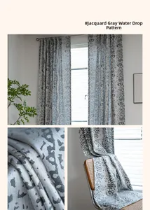 Detail of Nordic grey curtains featuring a premium jacquard teardrop textured pattern