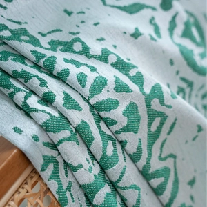 Green jacquard water drop curtain fabric with vintage American textured weave pattern