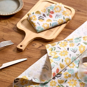 Floral Print Cotton Blend Table Napkin American Style Square Cloth Napkin For Dining Kitchen Restaurant Wedding Party Decor