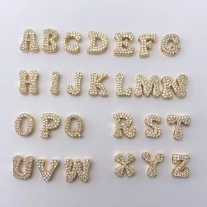 Luxurious gold plated 26 A-Z letter pendants with pavé set crystals for DIY necklaces