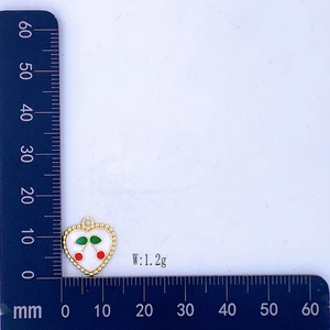 Λεπτομέρεια μενταγιόν καρδιά 1,2g με κεράσια που δείχνει τις ακριβείς διαστάσεις